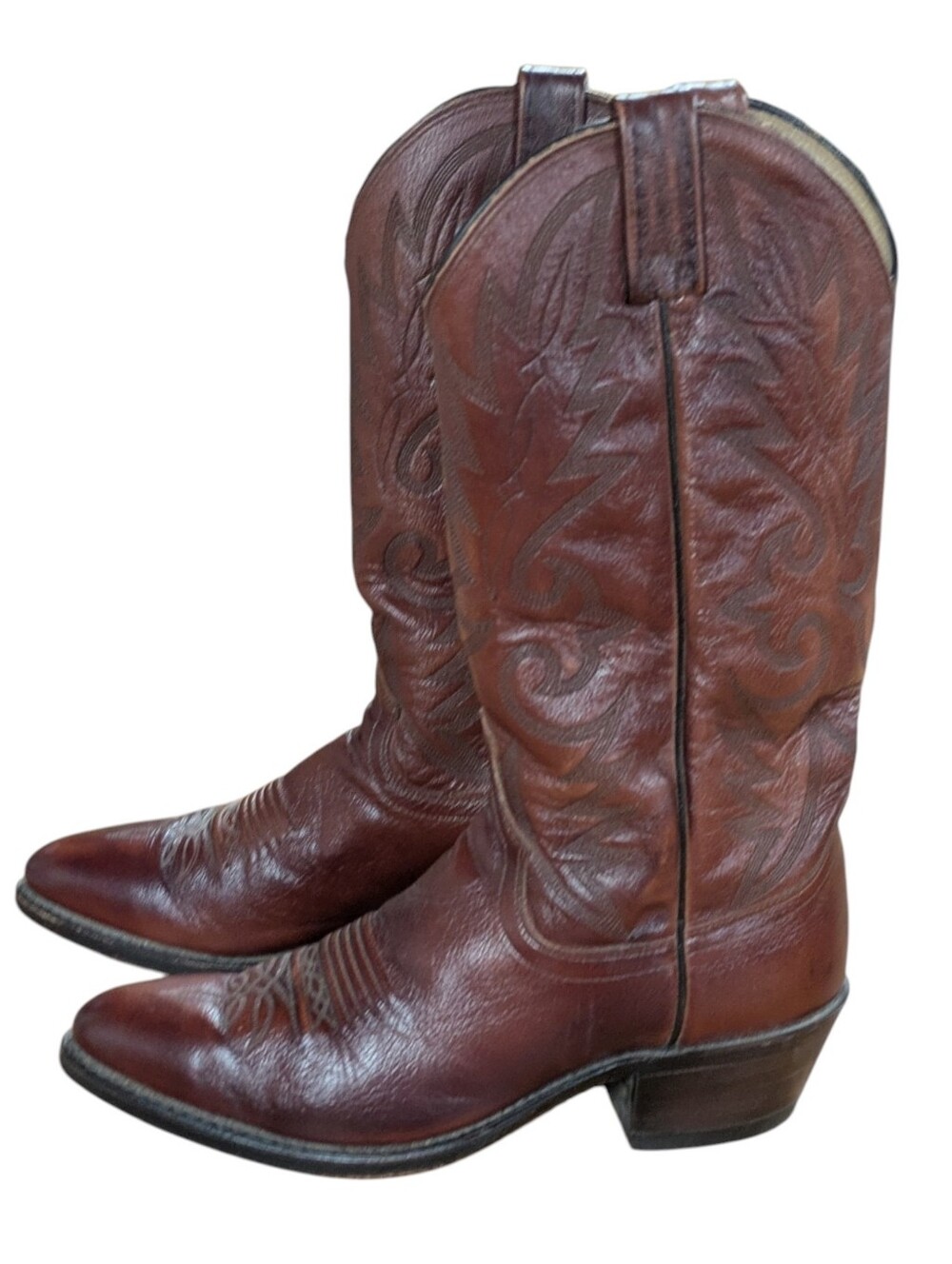 Vintage Dan Post Genuine Leather Pointed Toe Western Cowboy Boots Mens Size 8 D